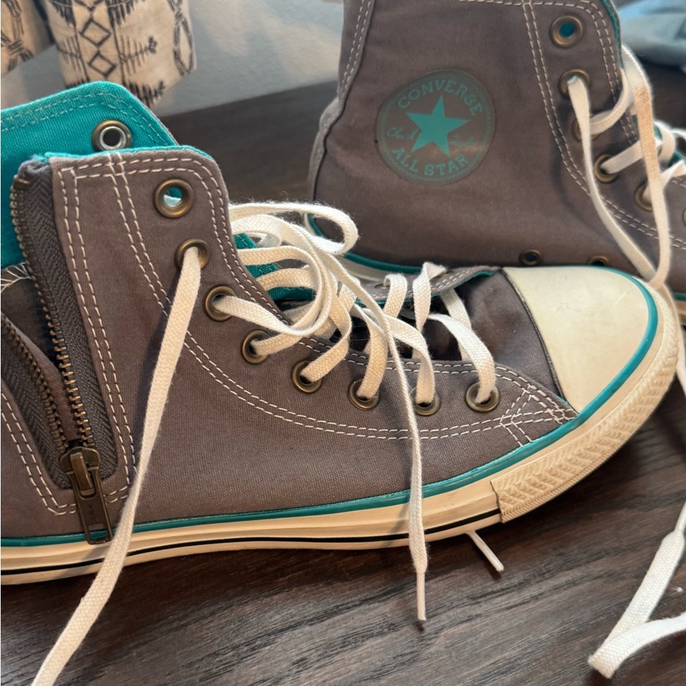 Converse Kids High-Top Sneakers - Gray and Teal
